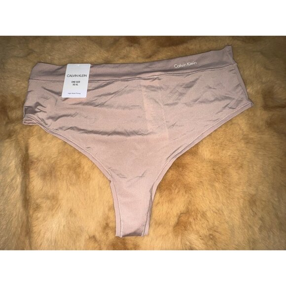 Calvin Klein Women's One Size High Waist Thong, Honey Almond, Size OS, NWT - Picture 2 of 4